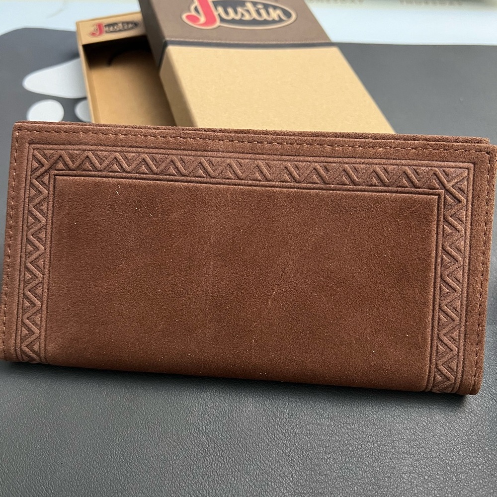 Justin Boots Rich Brown Leather Card Holder